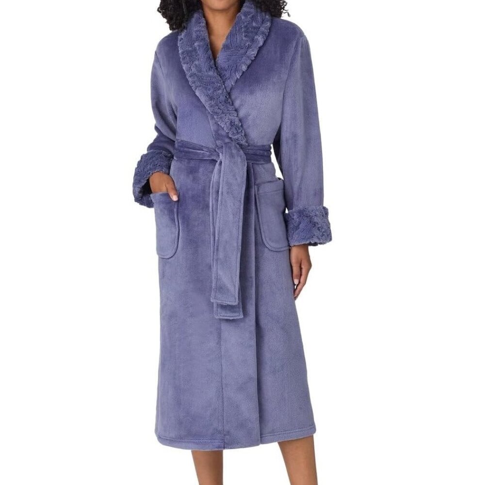 NWT Carole Hochman Women's Shawl Collar Bathrobe Indigo Size XS $85 NN14